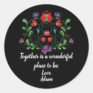 Floral Heart with Quote Classic Round Sticker