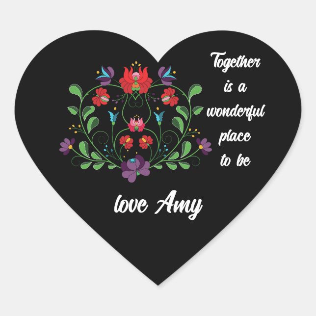 Floral Heart with Quote Sticker (Front)
