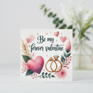 Floral Heart with Rings – Be My Forever Valentine Holiday Card