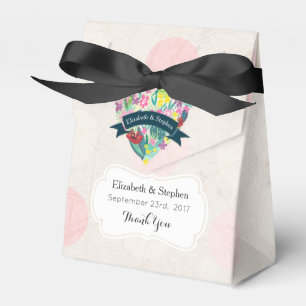 Floral Heart with Tropical Flowers Wedding Thanks Favour Box