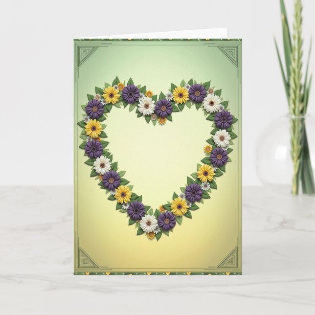 Floral Heart Wreath Card (Front)