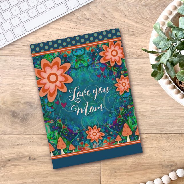 Floral Hearts Mushrooms Pretty Unique Mother’s Day Card (Creator Uploaded)