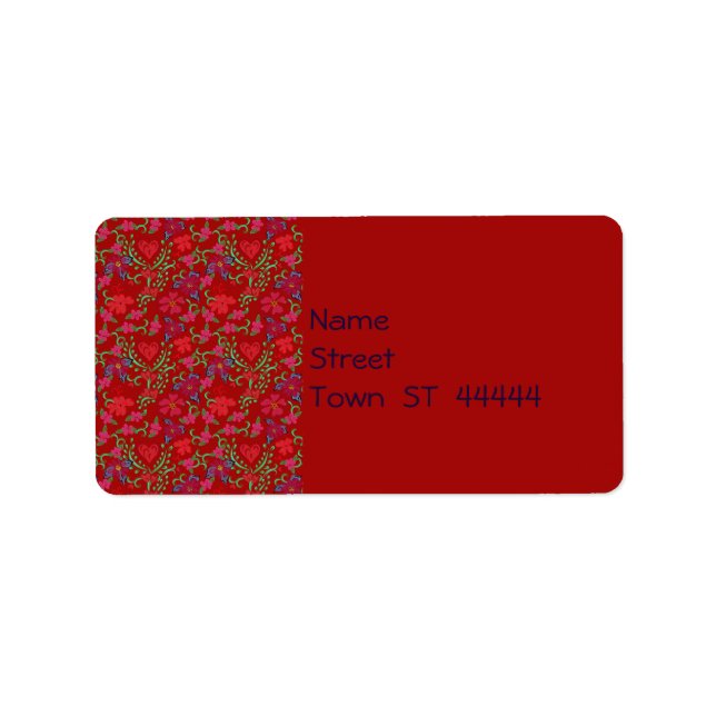 Floral Hearts | Red Valentine's Day Label (Front)