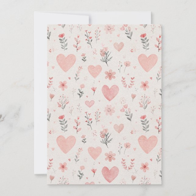 Floral Hearts Save the Date Card (Front)