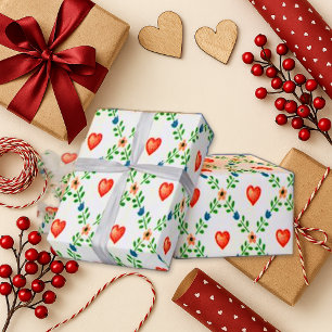 Floral Hearts Wrapping Paper