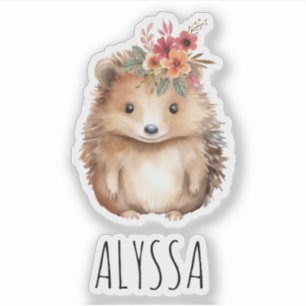 Floral Hedgehog watercolor