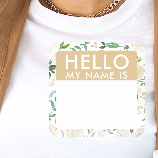 Floral Hello My Name Is Stickers (Creator Uploaded)