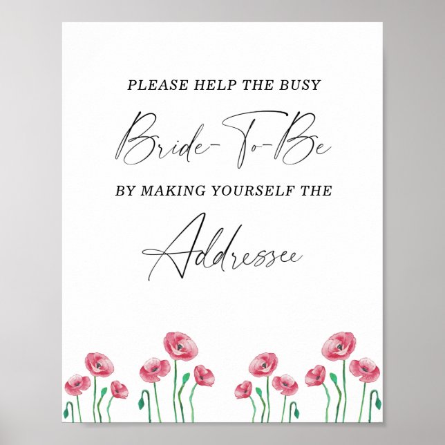 Floral help the busy bride Address Poster (Front)