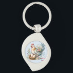 Floral Hen with Eggs Vintage Farmhouse Charm Key Ring<br><div class="desc">This charming design features a beautifully detailed hen nestled beside a cozy nest of speckled eggs, surrounded by delicate wildflowers and soft pastel foliage. The hen’s wings are adorned with an elegant bouquet of daisies, peonies, and tiny blossoms, blending rustic farmhouse vibes with a romantic, vintage-inspired touch. Perfect for country...</div>