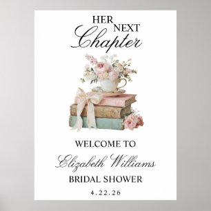 Floral Her Next Chapter Bridal Shower Welcome Sign
