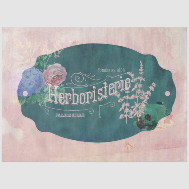 Floral Herb Bee Tissue Paper (Front)
