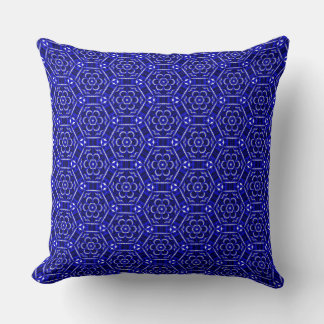 Floral Hexagons Dark Blue Throw Pillow