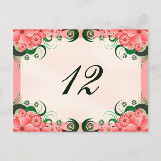 Floral Hibiscus Pink Reception Table Number Cards