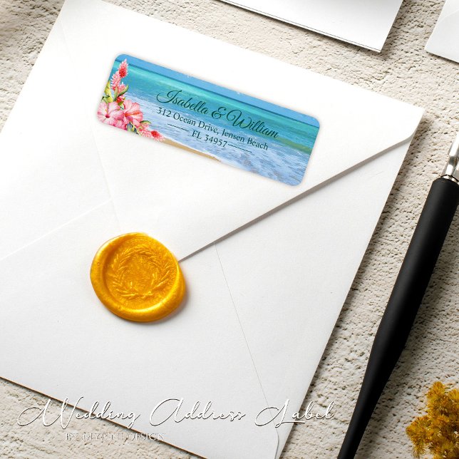 Floral Hibiscus Tropical Beach Wedding Address (Creator Uploaded)