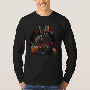 Floral Hippie Groovy Retro Easter Bunny Spring Flo T-Shirt