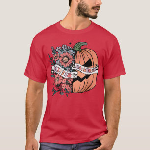 Floral Hippie Halloween Scary Pumpkin Spooky Hallo T-Shirt