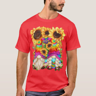 Floral Hippie Sunflower Motif For Women Peace Sign T-Shirt