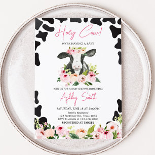 Floral Holy Cow Baby Shower Invitation
