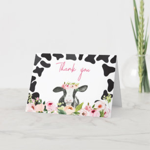 Floral Holy Cow Baby Shower Thank You Card