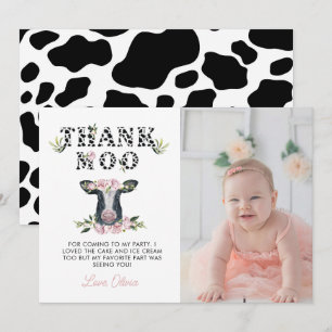 Floral Holy Cow Thank Moo Birthday You Card