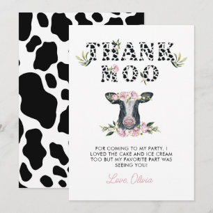 Floral Holy Cow Thank Moo Birthday You Card