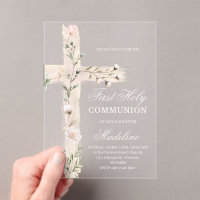 floral Holy cross First Communion