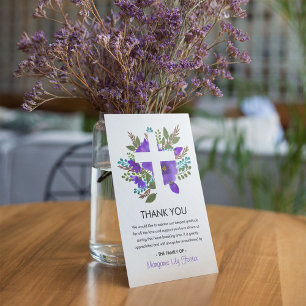 Floral Holy Cross Funeral Photo Thank You