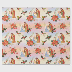 Floral Holy Family Nativity Christmas TMF26 Wrapping Paper