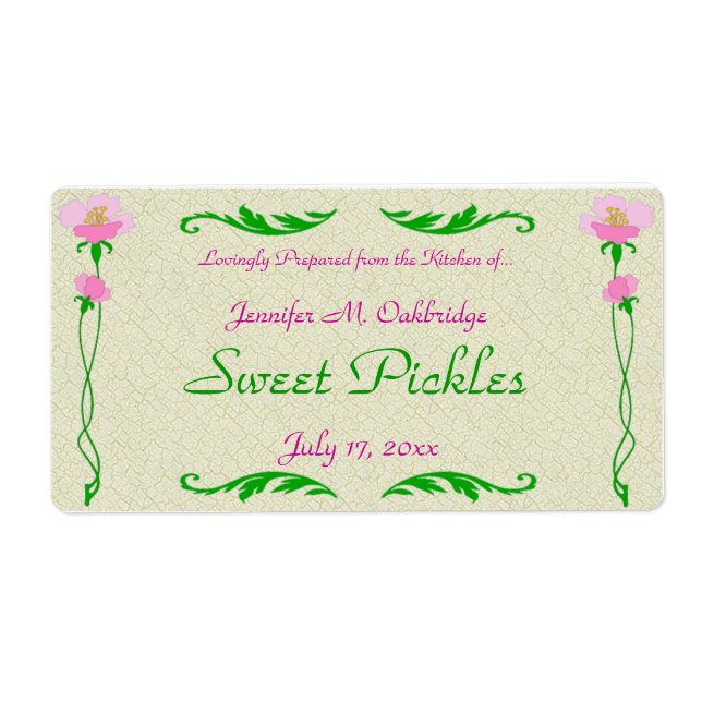 Floral Home Canning Jar Label Template (Front)