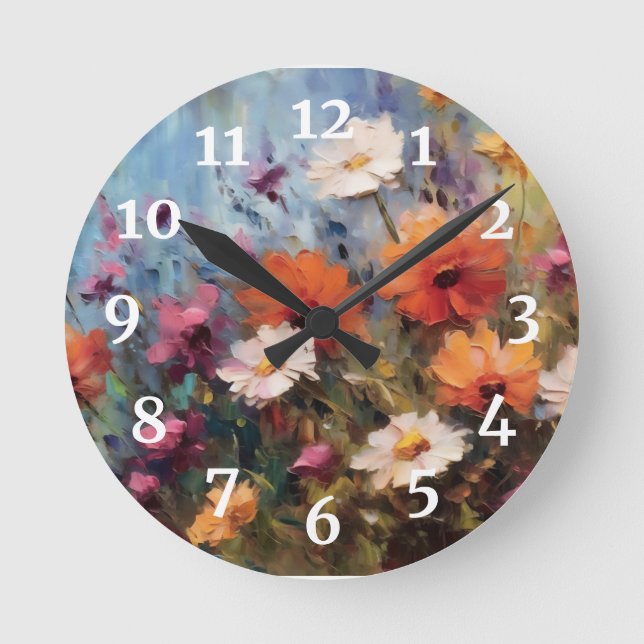  Floral Home Decor Round Clock (Front)