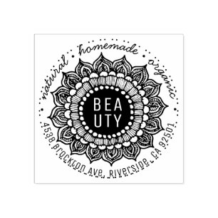 Floral Homemade Beauty Business Botanical Mandala Rubber Stamp