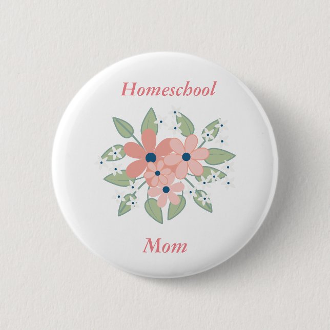 Floral Homeschool Pink and Green Floral 6 Cm Round Badge (Front)