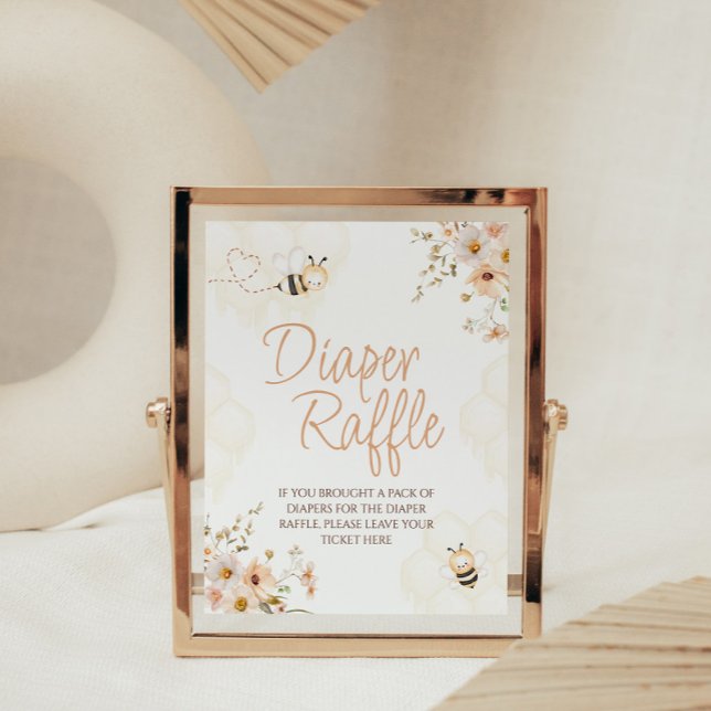 Floral Honey Bee Baby Shower Diaper Raffle Sign (Creator Uploaded)