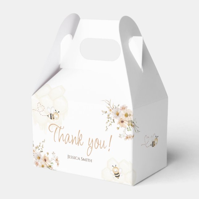 Floral Honey Bee Baby Shower Favour Box (Front Side)