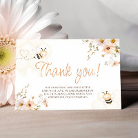 Floral Honey Bee Baby Shower Thank You Card
