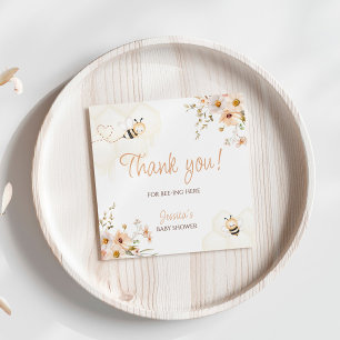 Floral Honey Bee Baby Shower Thank You Square Sticker