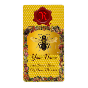 FLORAL HONEY BEE ,BEEKEEPER,RED WAX SEAL MONOGRAM