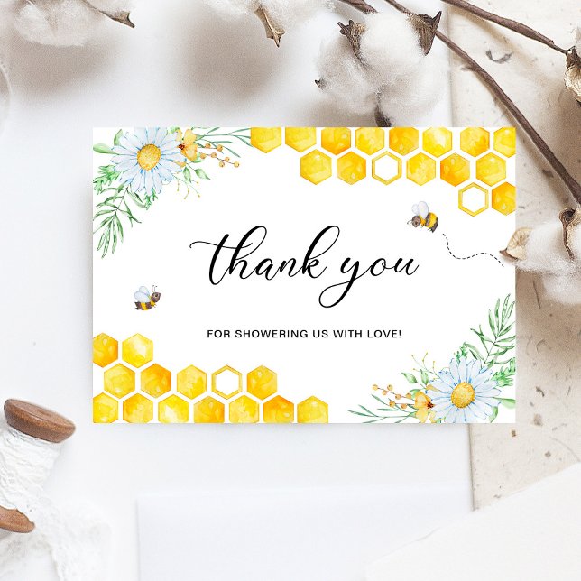 Floral Honey Bee Thank you Card (Creator Uploaded)