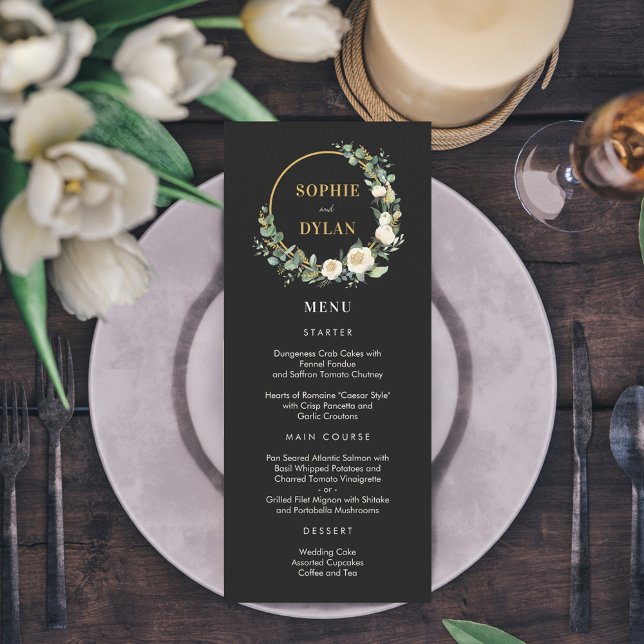 Floral Hoop EDITABLE COLOR Wedding Menu Card (Creator Uploaded)