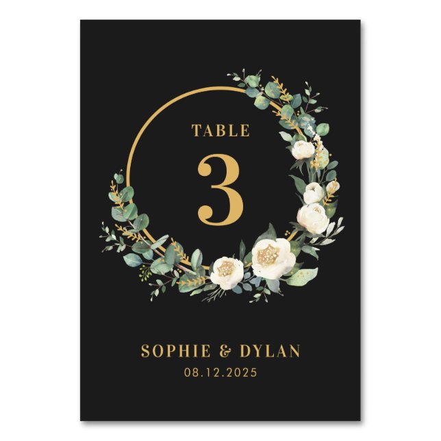 Floral Hoop EDITABLE COLOR Wedding Table Number (Front)