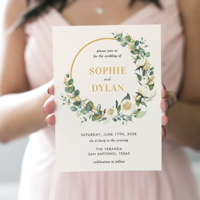 Floral Hoop Editable Colour Wedding Invitation (Creator Uploaded)
