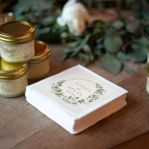 Floral Hoop Editable Colour Wedding Napkins