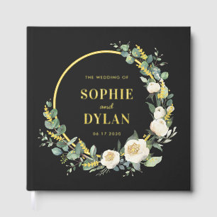 Floral Hoop Elegant Wedding Editable Colour Guest Book