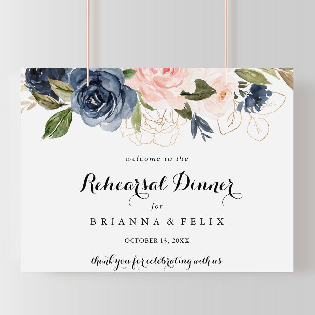 Floral Horizontal Rehearsal Dinner Welcome Sign (Creator Uploaded)