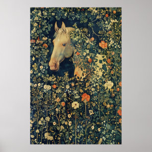 Floral Horse Art Print Botanical Illustration