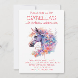 Floral Horse Birthday Invitation
