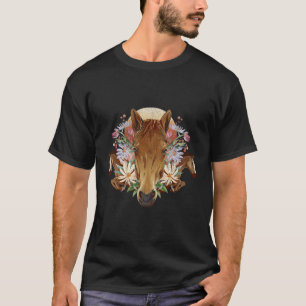 Floral Horse Cow Horse Back Riding Western Cottage T-Shirt