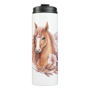 Floral Horse Illustration Thermal Tumbler