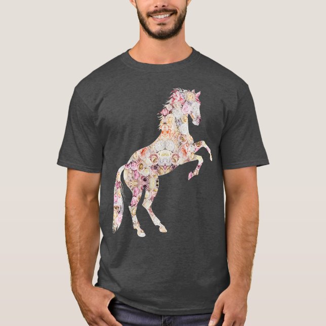 Floral Horse Lovers Horse Riding T-Shirt (Front)