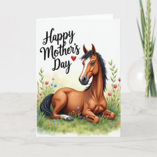 Floral Horse Meadow Scene Card